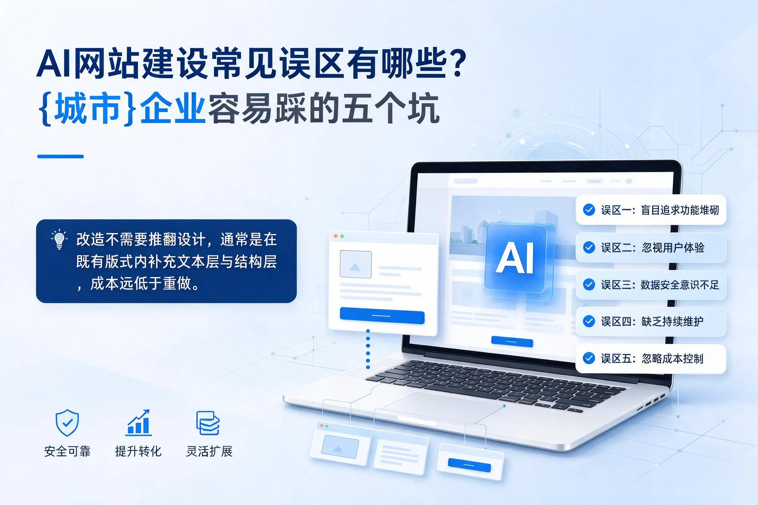 AI网站建设常见误区有哪些?辽阳企业容易踩的五个坑