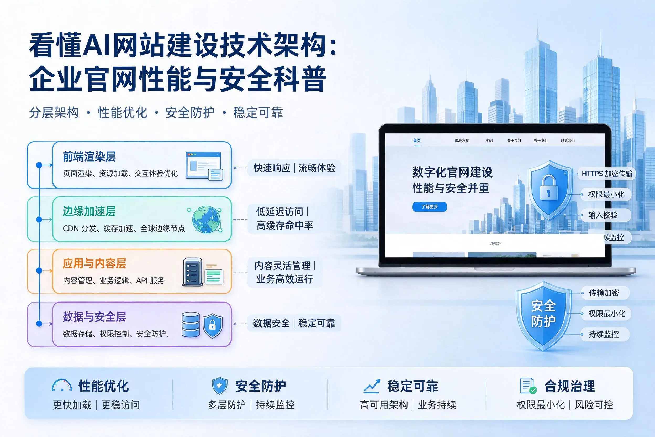 看懂AI网站建设技术架构：辽阳企业官网性能与安全科普