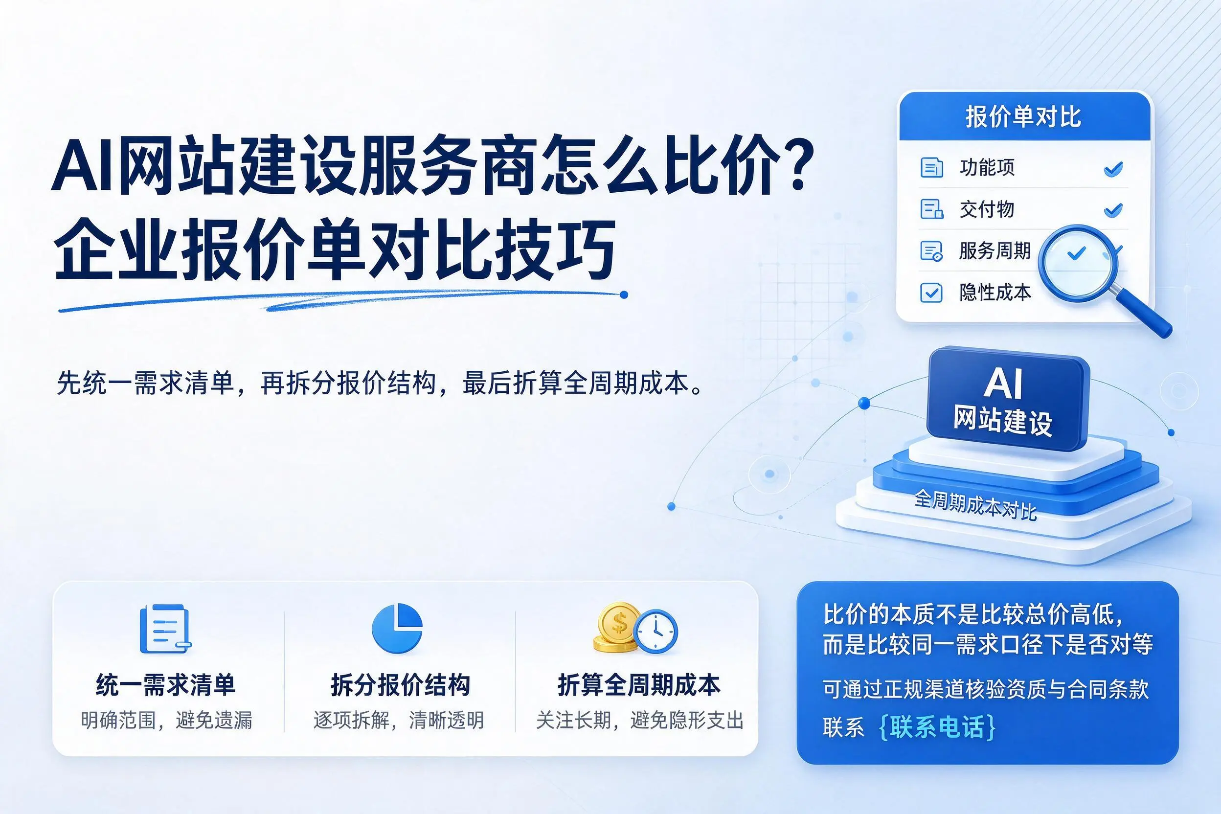AI网站建设服务商怎么比价?辽阳企业报价单对比技巧