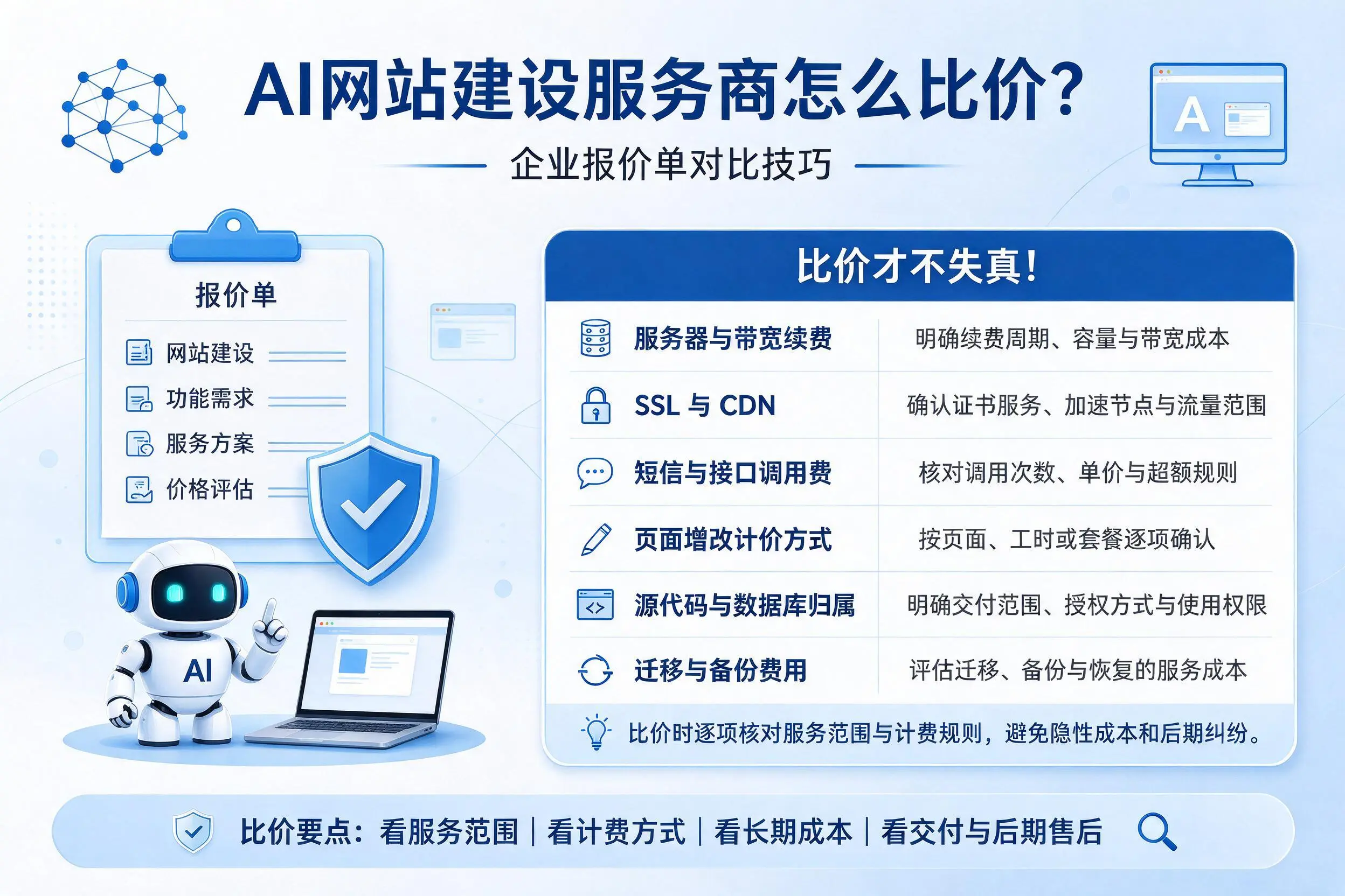 AI网站建设服务商怎么比价?辽阳企业报价单对比技巧