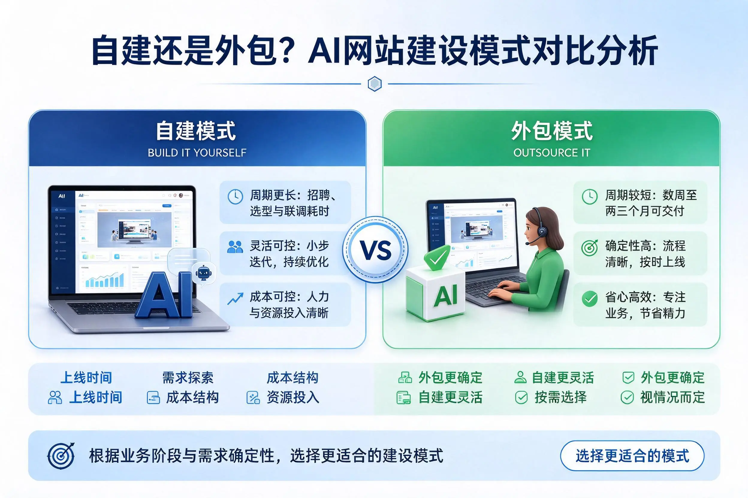 自建还是外包？辽阳AI网站建设模式对比分析