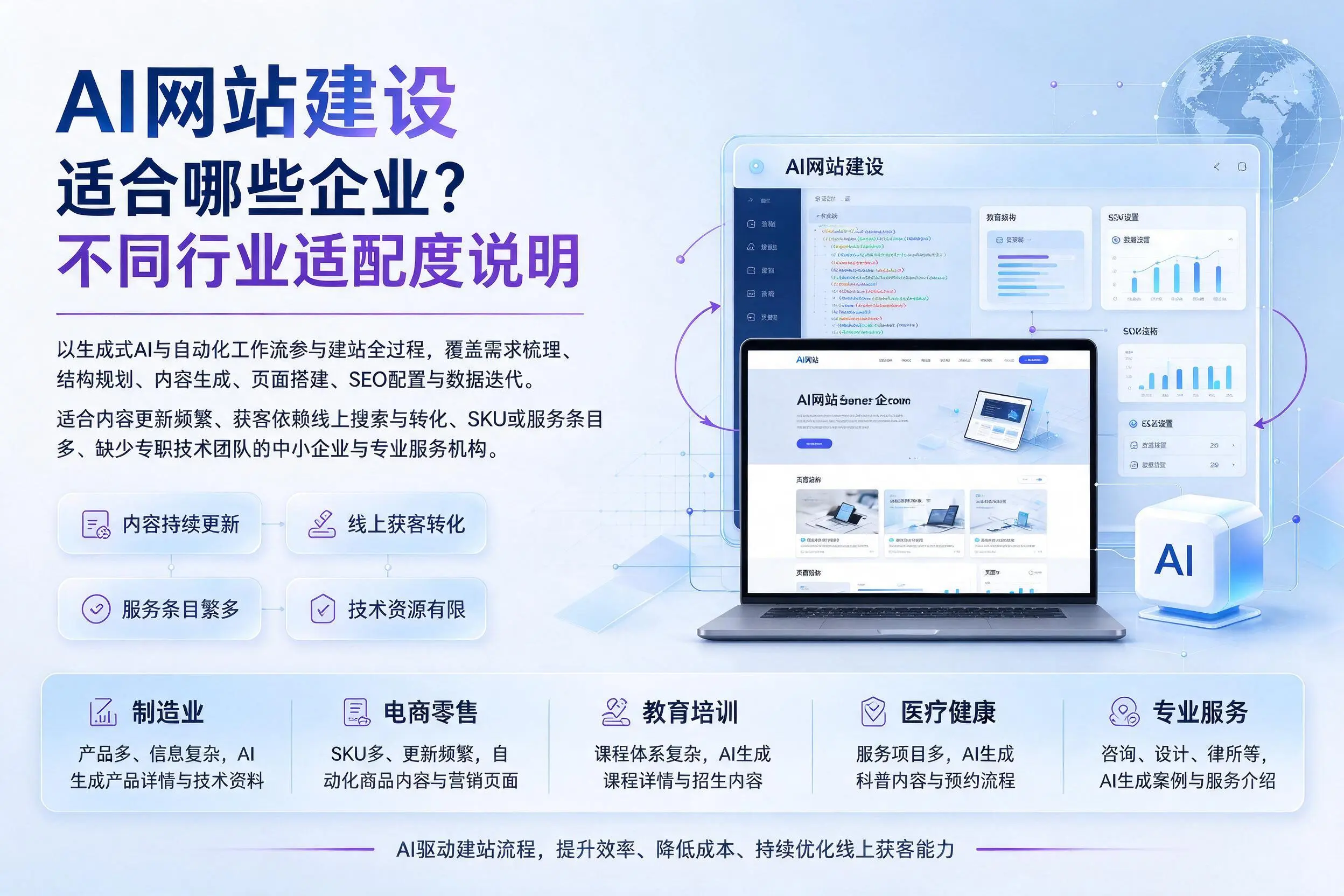 AI网站建设适合哪些企业？辽阳不同行业适配度说明